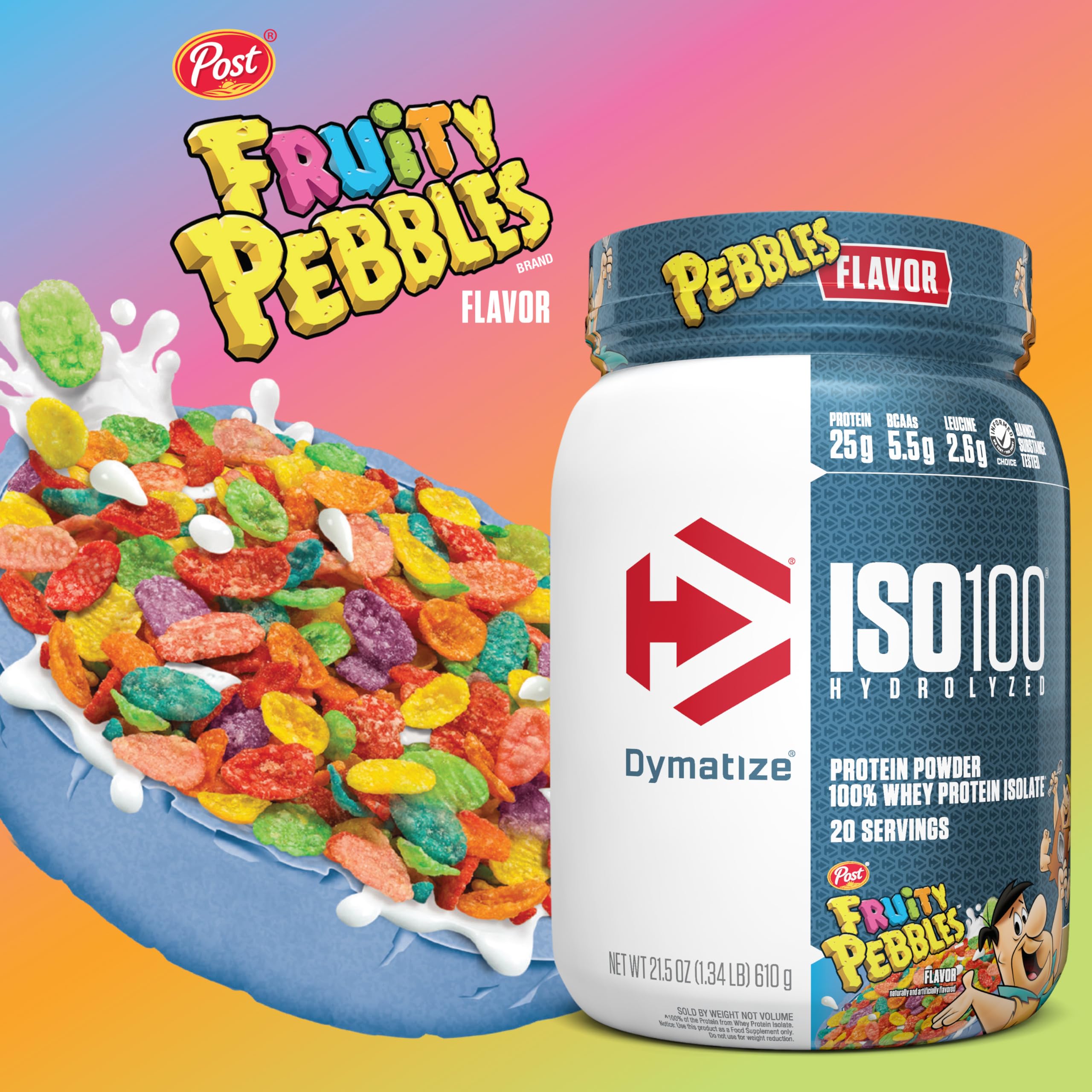 Dymatize ISO100 Fruity Pebbles shake being mixed in a bottle for on-the-go fueling
