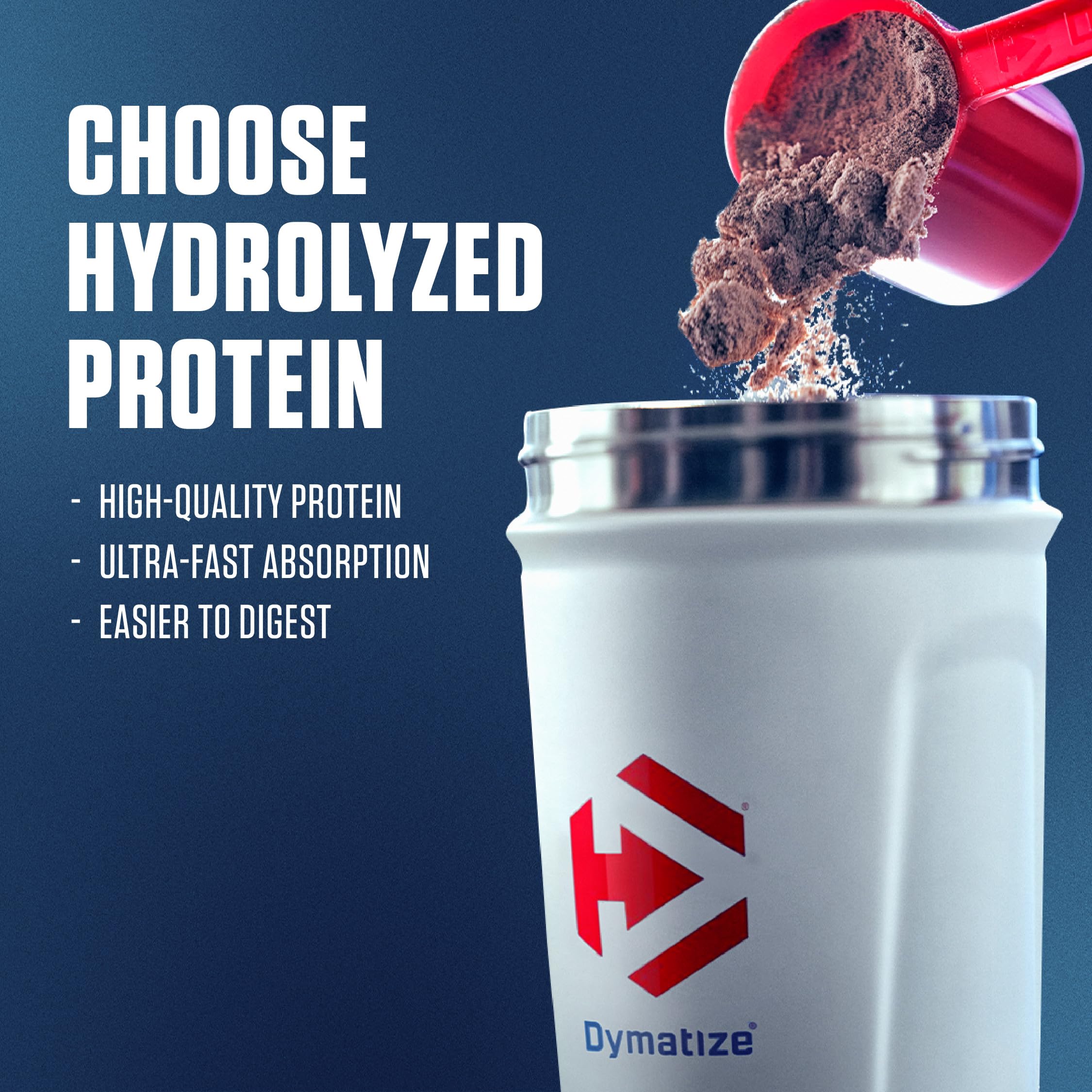 Dymatize ISO100 gluten-free badge on tub.
