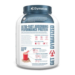 Dymatize ISO100 serving scoop shows 25 g of protein per serving.
