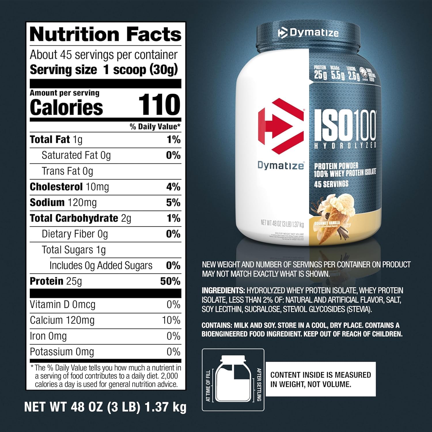 Dymatize ISO100 vanilla kitchen counter setup for daily protein routine