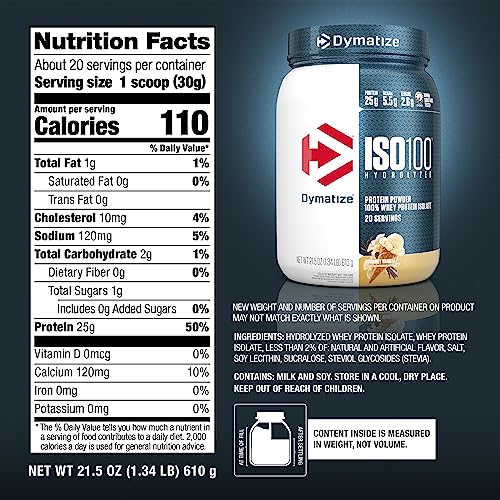 Dymatize ISO100 vanilla shake with glass and spoon ready