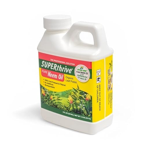 Dyna-Gro Neem Oil ingredients label shows purity and dilution guidance.