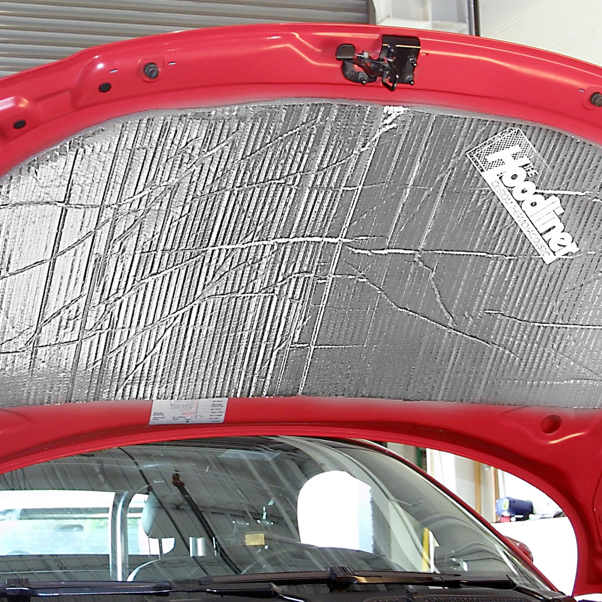 Dynamat Hoodliner self-adhesive application during installation for an easy, secure fit.