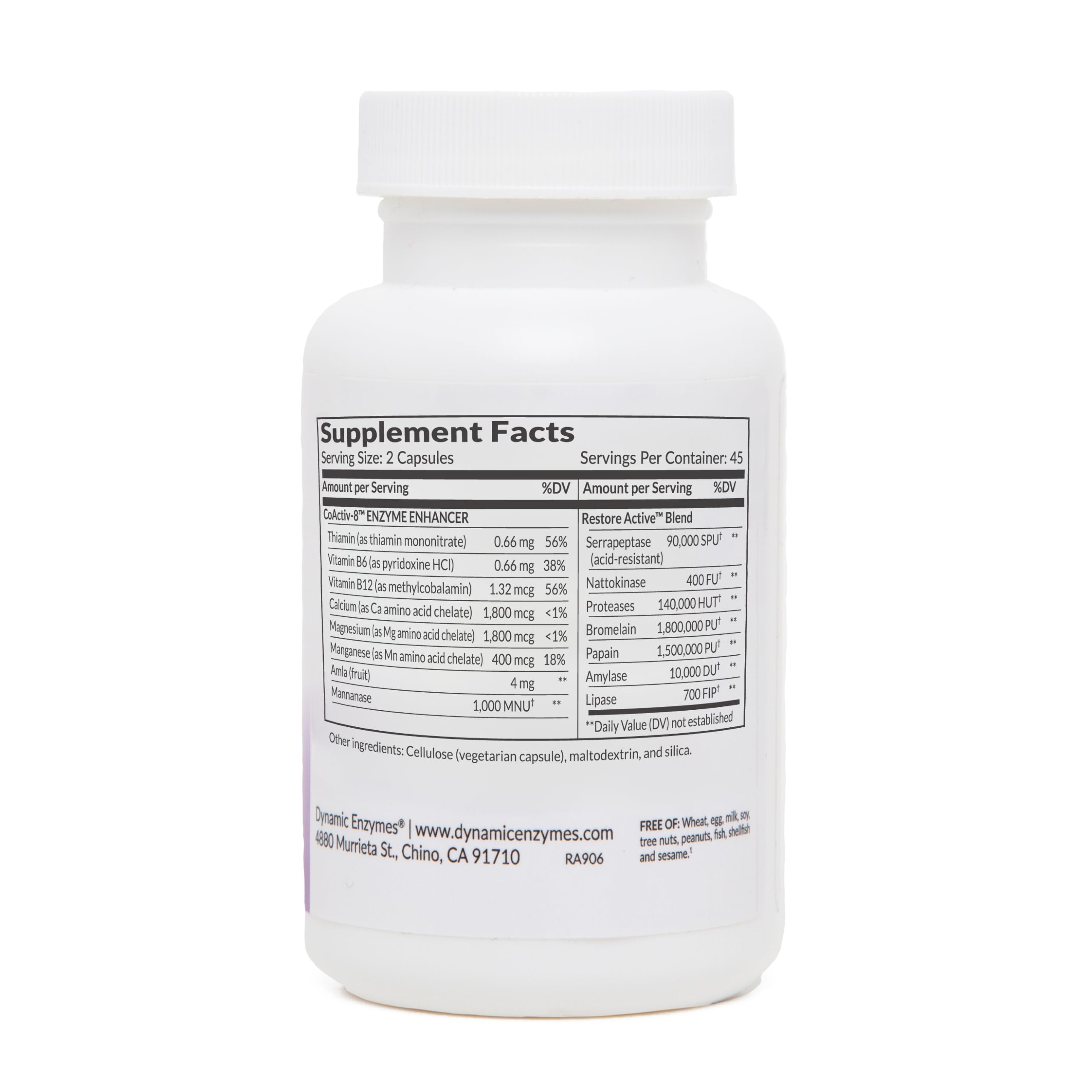 Restore ACTIV capsules shown in two-capsule serving for muscle recovery.