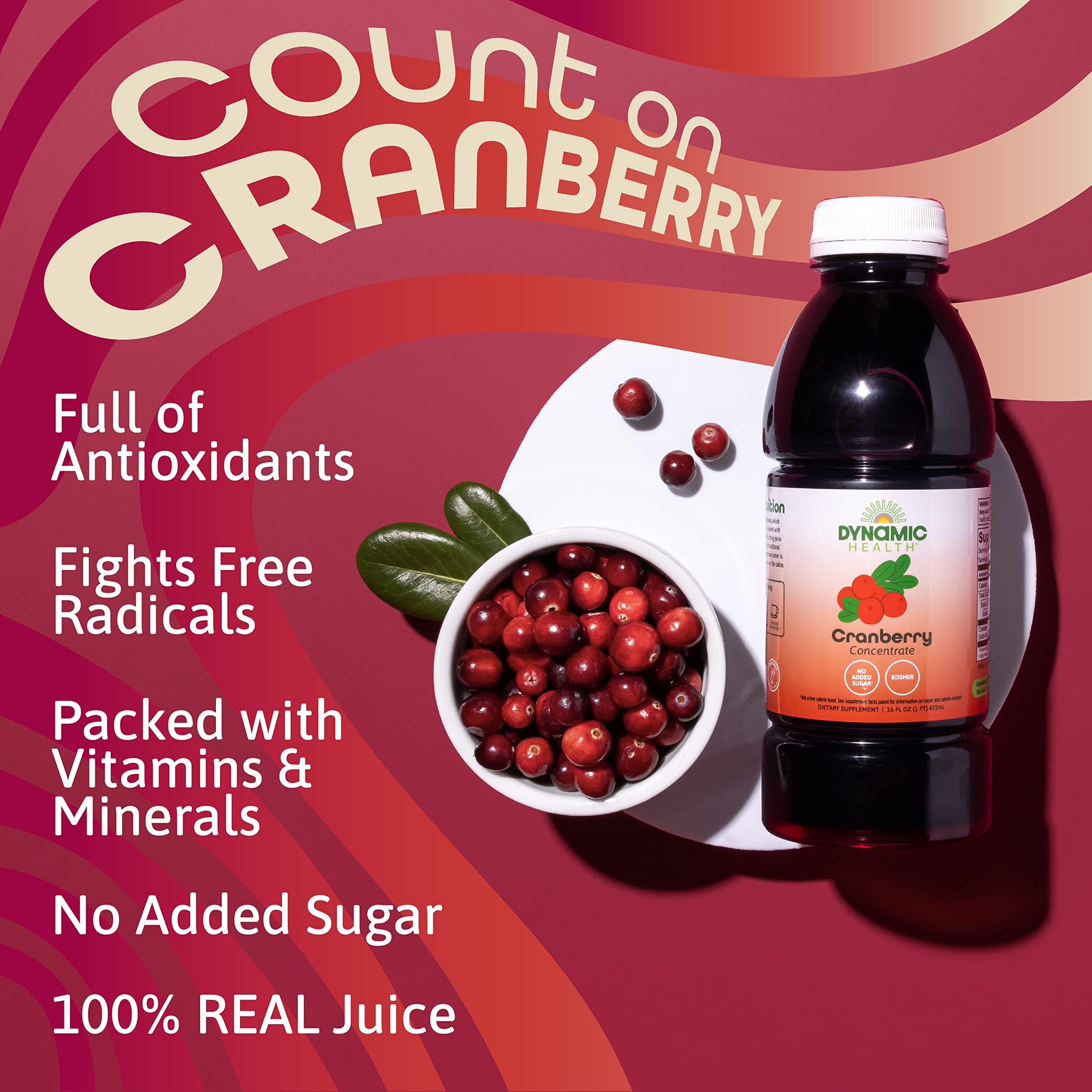 Dynamic Health Cranberry Juice Concentrate close-up of ingredients on the label