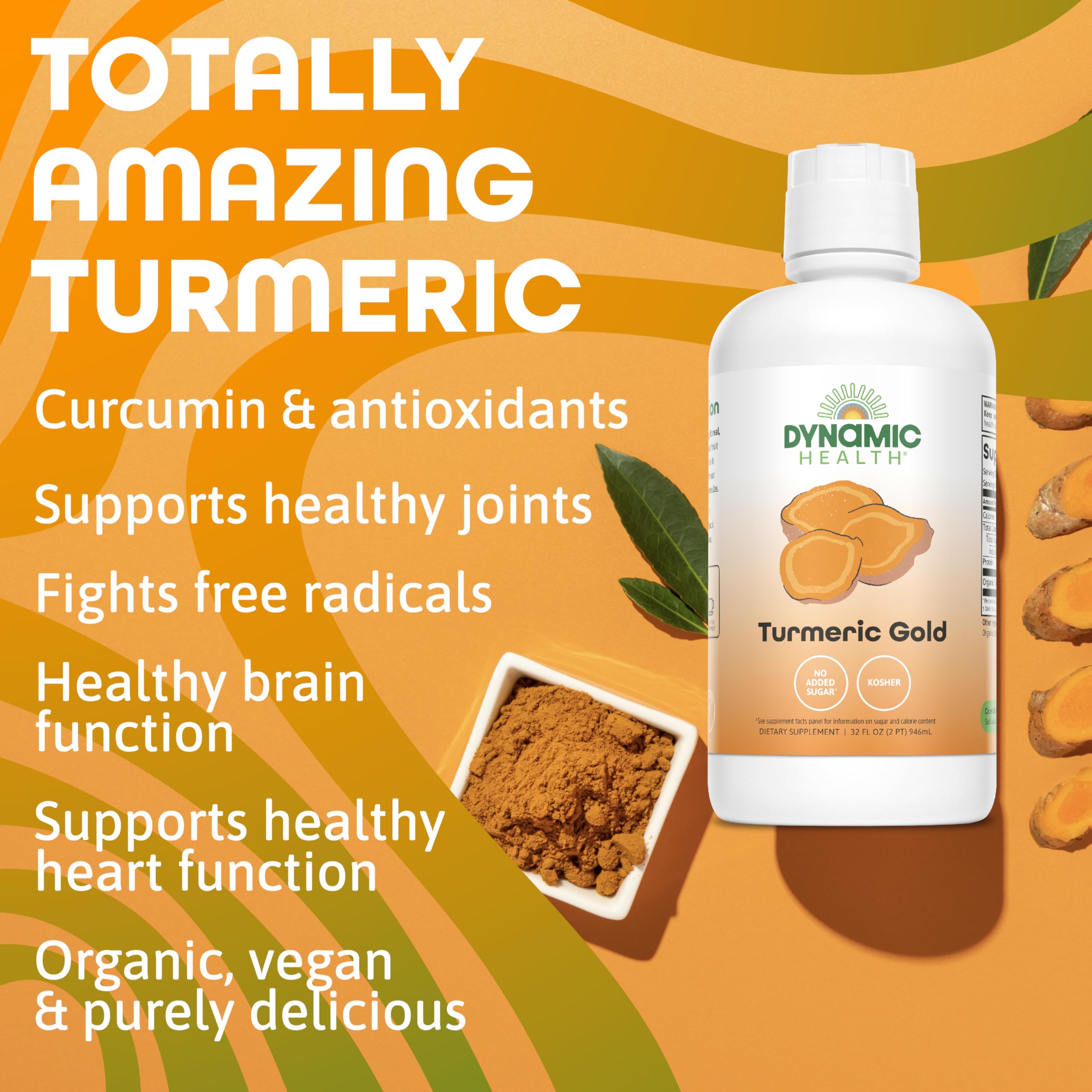 Dynamic Health Turmeric Gold organic label with no additives.