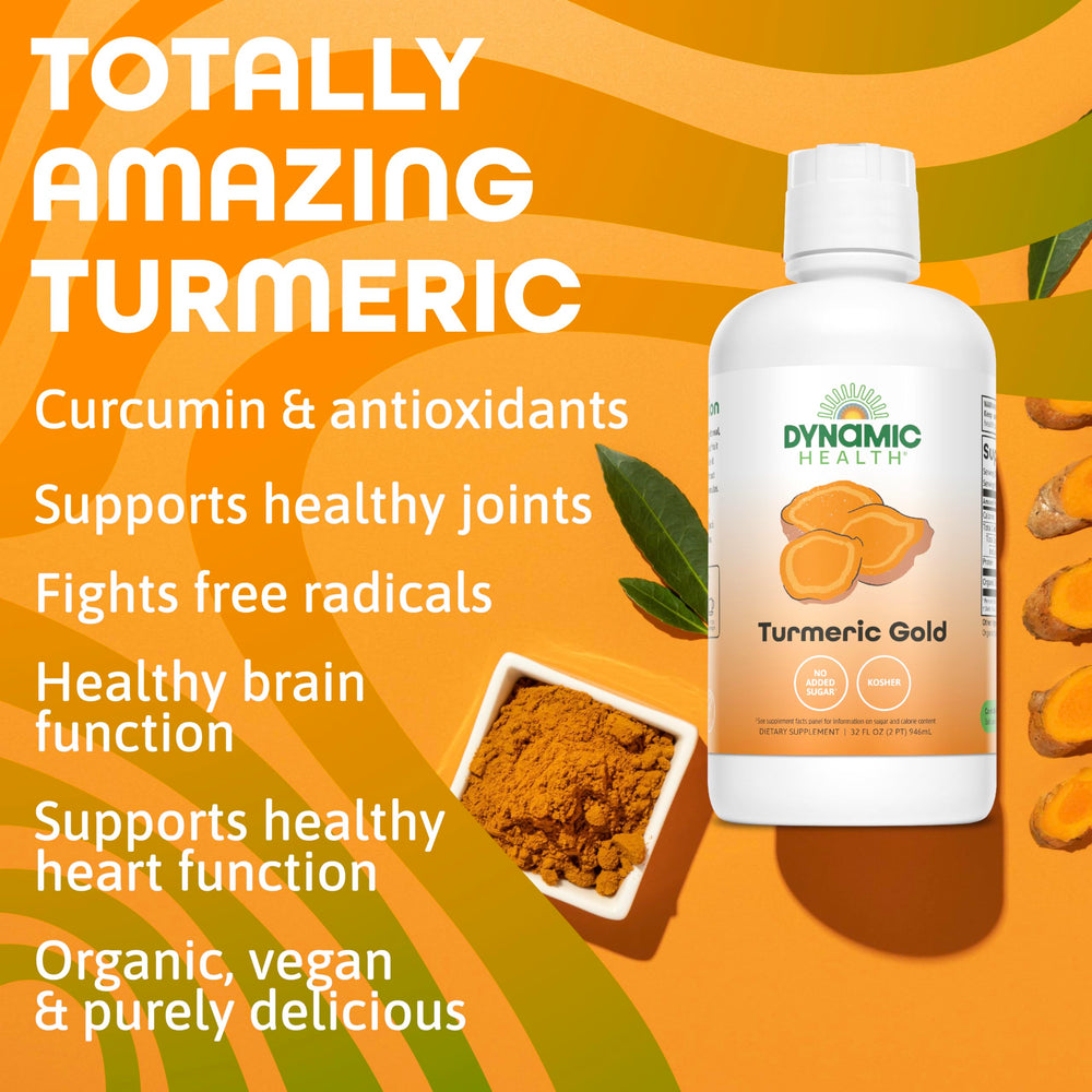 Dynamic Health Turmeric Gold organic label with no additives.