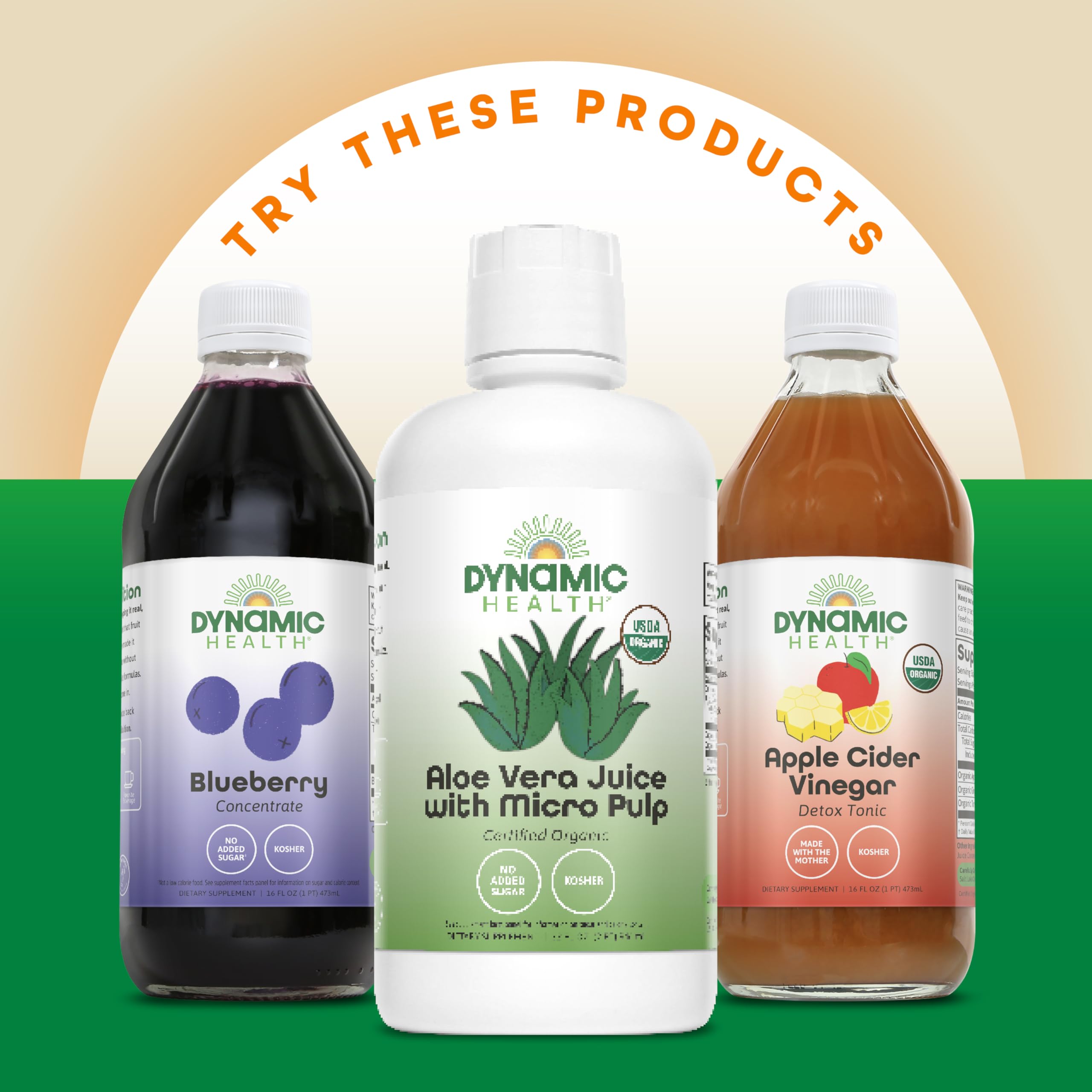 Dynamic Health Turmeric Gold real juice label proving 100% juice, no fillers.