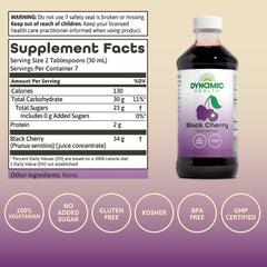 Dynamic Health Zumo Cereza Negra sin edulcorantes, ideal para recetas saludables
