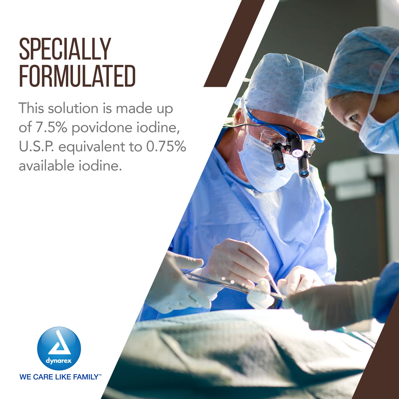 Dynarex povidone-iodine scrub dispensing action for quick pre-surgical prep