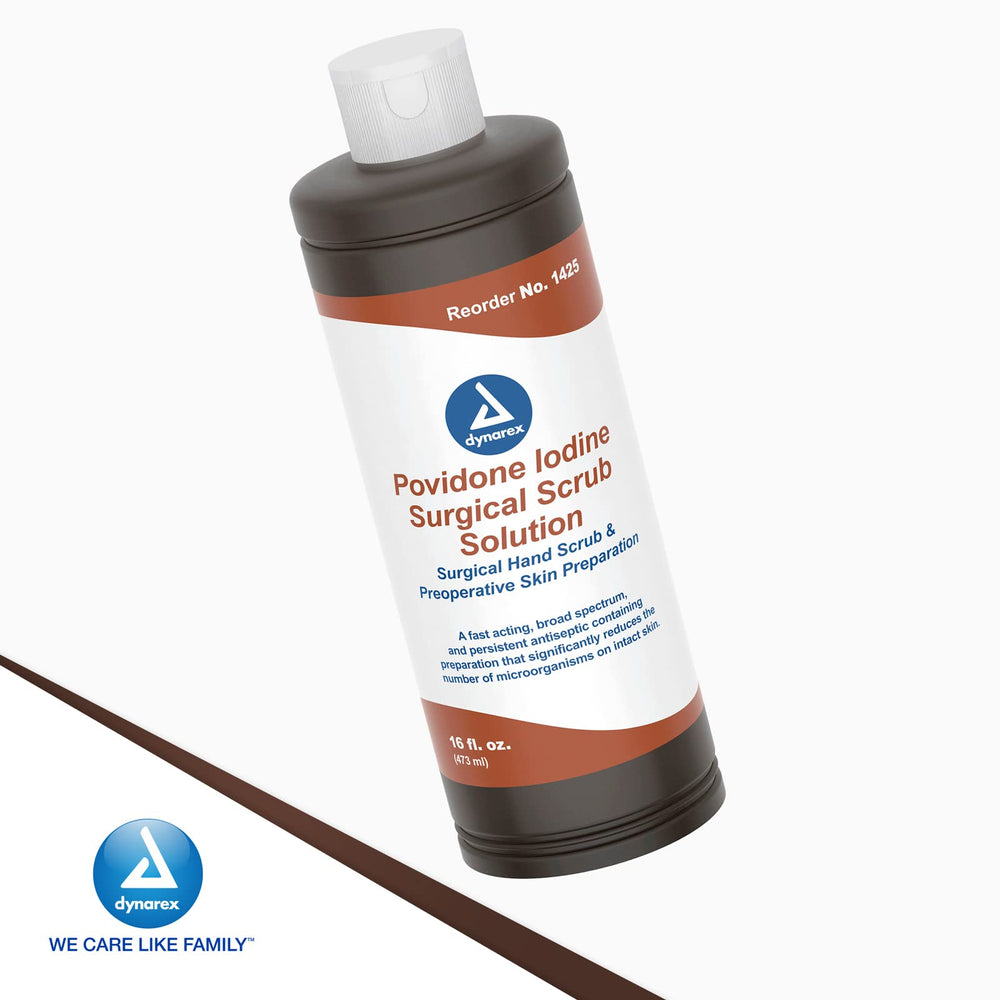 Dynarex povidone-iodine scrub in a surgical prep scene