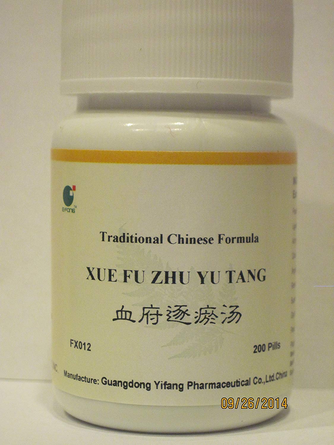 E-Fong Xue Fu Zhu Yu Tang box packaging, reliable 200-pill supply for daily routine.