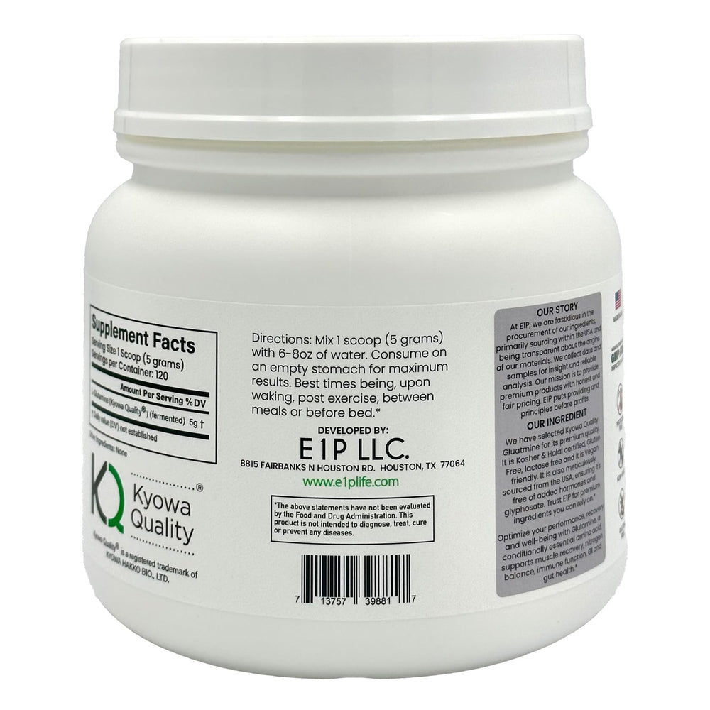 E1P L-Glutamine 600g serving scoop helps precise portioning.