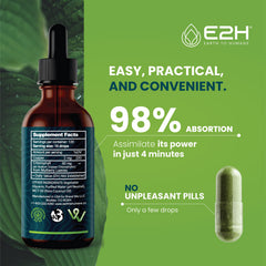 Packaging of E2H Chlorophyll Liquid Drops on a clean countertop for everyday use.