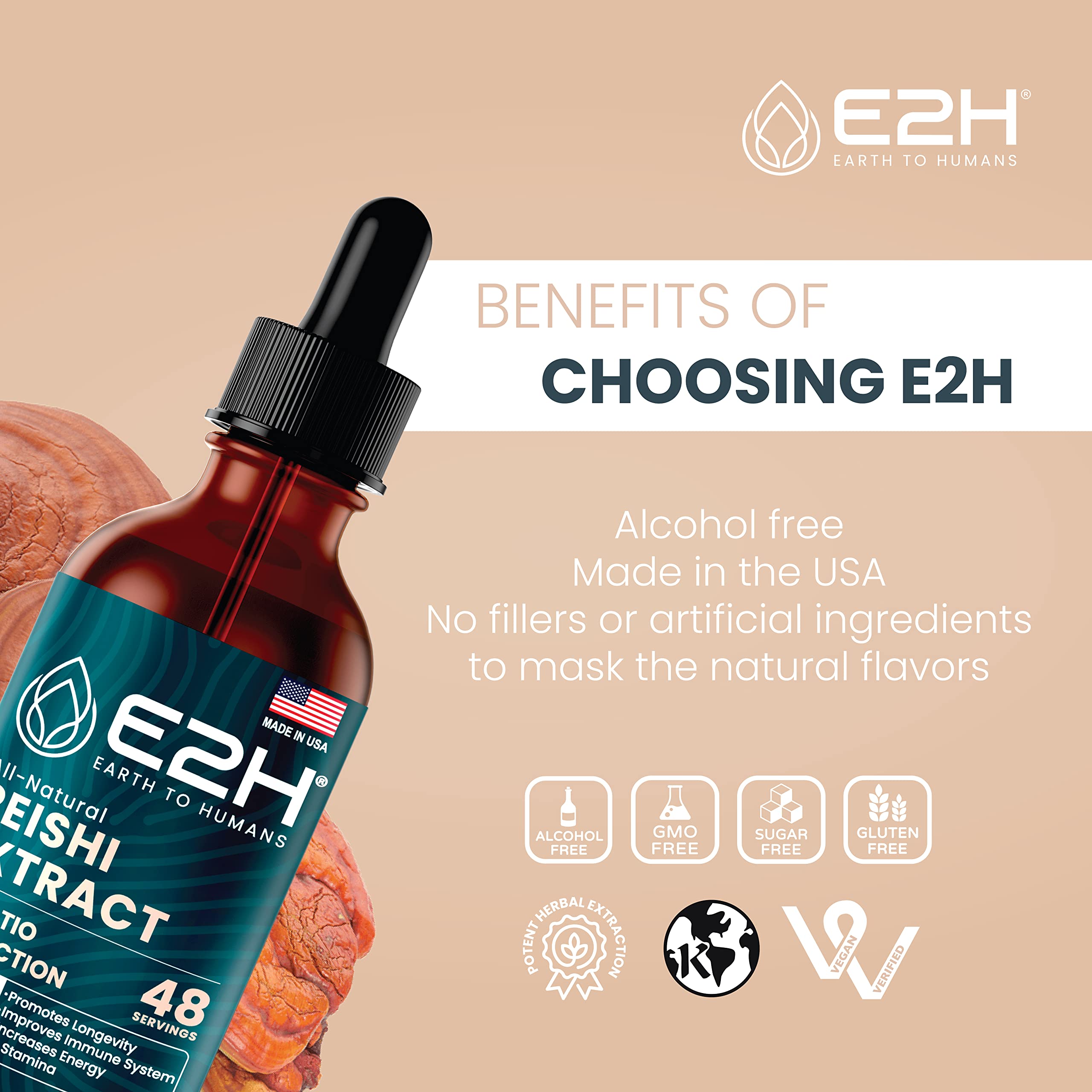 E2H Reishi tincture dispense image highlights simple use.