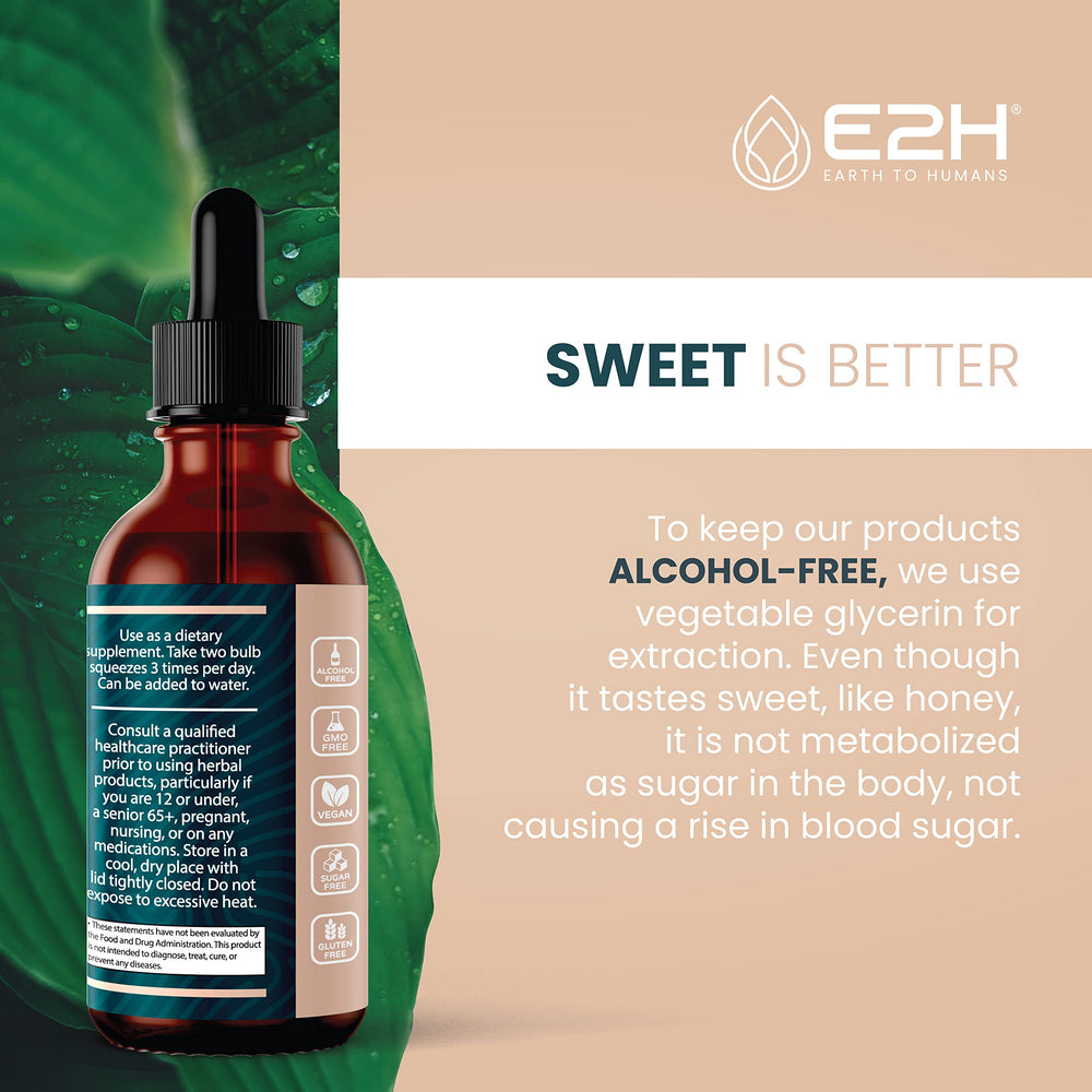 E2H Reishi tincture measuring spoon supports accurate dosing.