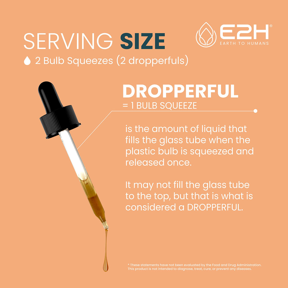 E2H Lions Mane liquid in amber bottle signals shelf-stable immune support.