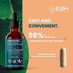 E2H Lions Mane bottle front image emphasizes premium, US-made tincture.