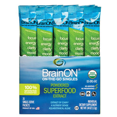 E3LIVE BrainOn packets image demonstrates convenient on-the-go singles for quick use.