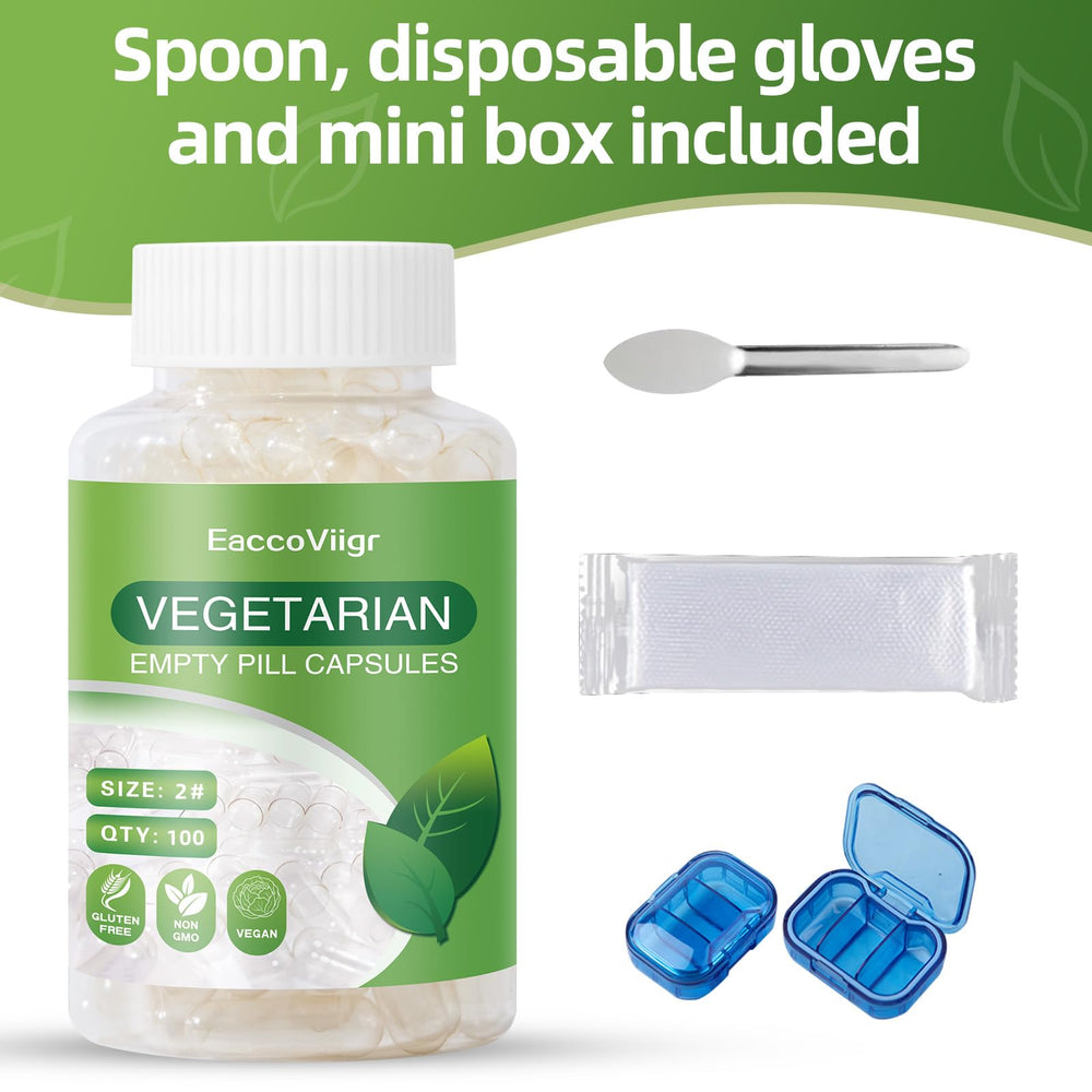 EaccoViigr size-2-empty-capsules kit contents illustrate everything needed for DIY blends