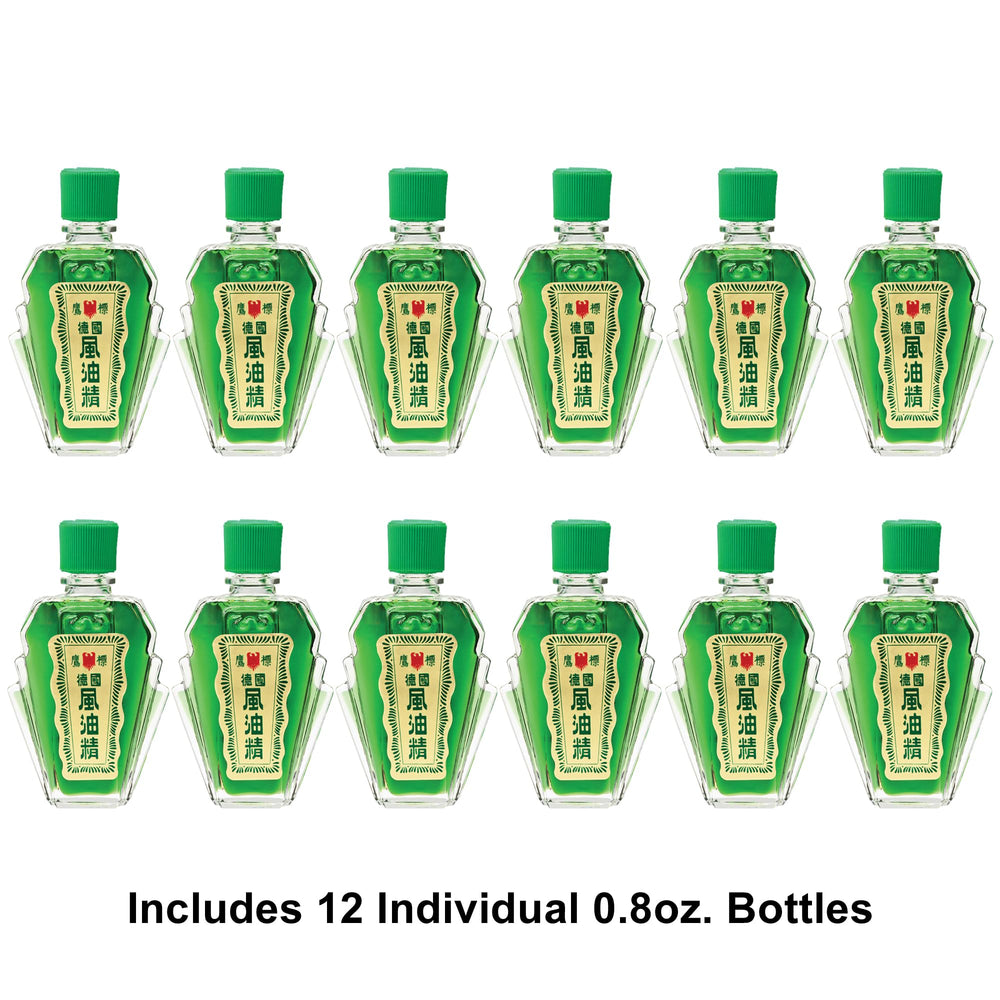Eagle Brand medicated oil bottle with aroma focus, highlighting refreshing herbal scent.