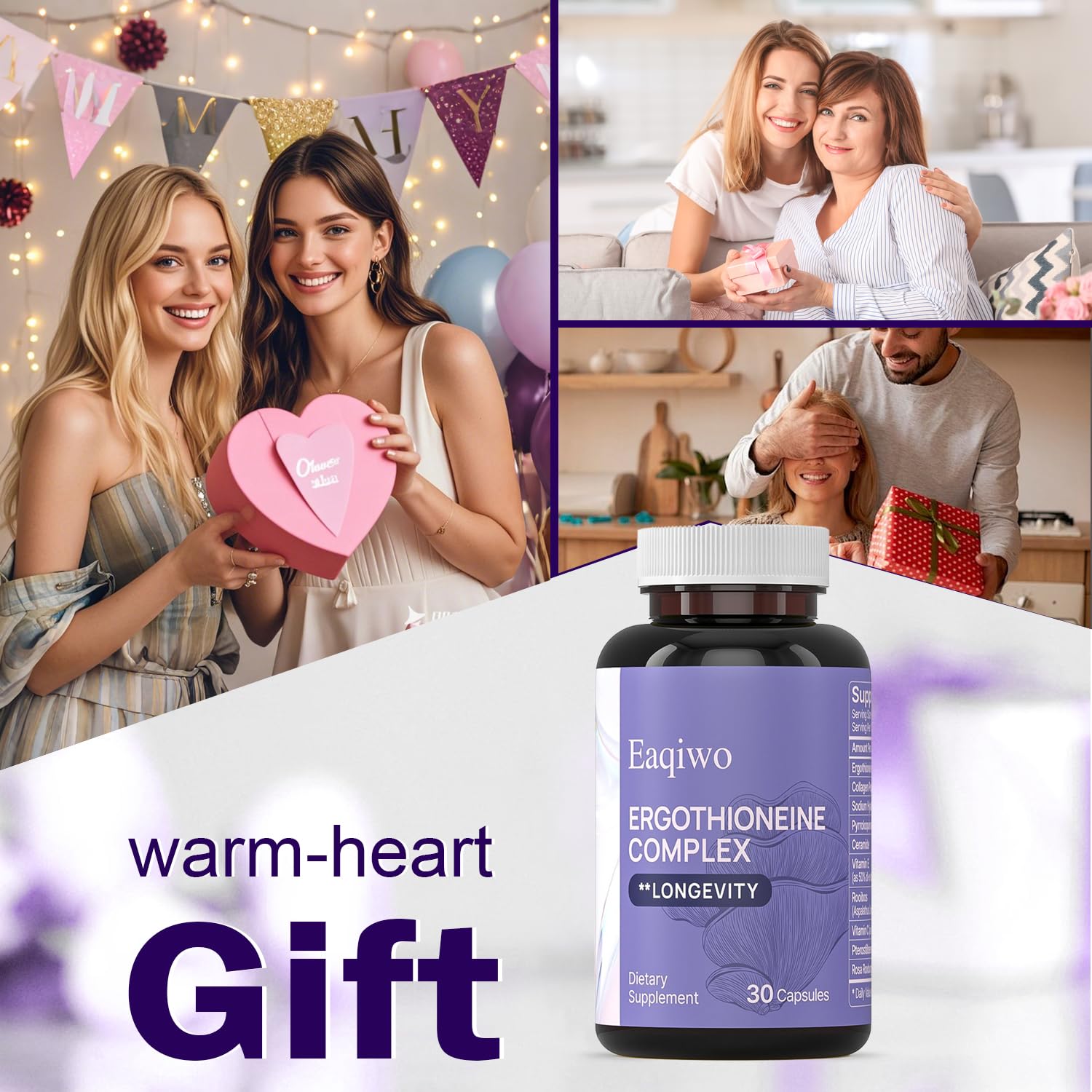 Eaqiwo Ergothioneine SOD molecule highlights antioxidant defense potential.