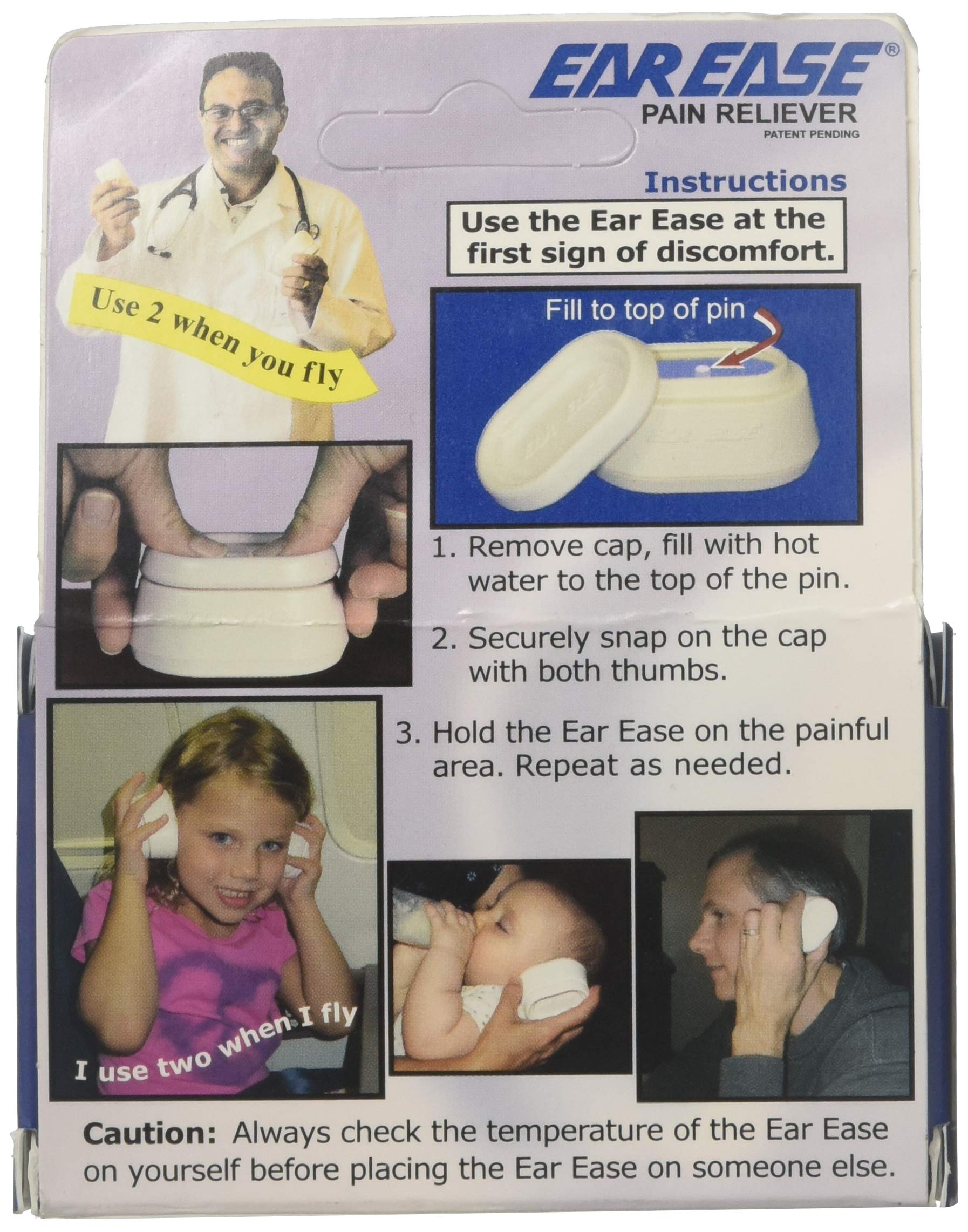 Ear Ease heat therapy over-ear illustration shows warm relief option.
