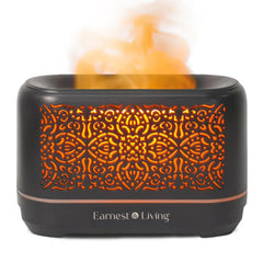 Earnest Living Classic Flame Diffuser 200ml with glowing flame for calming ambiance.