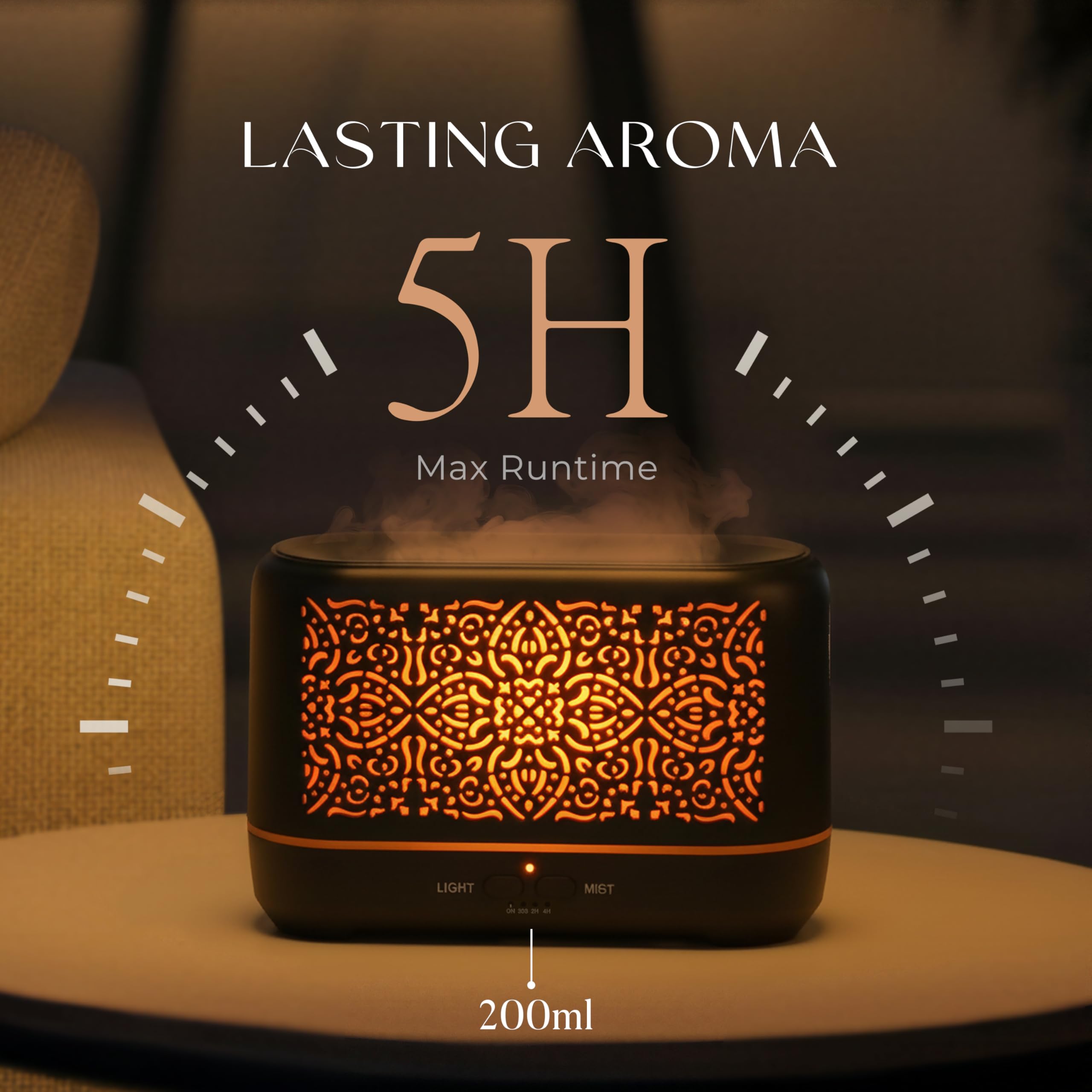Earnest Living Diffuser with 4 Timers offers flexible aroma scheduling.