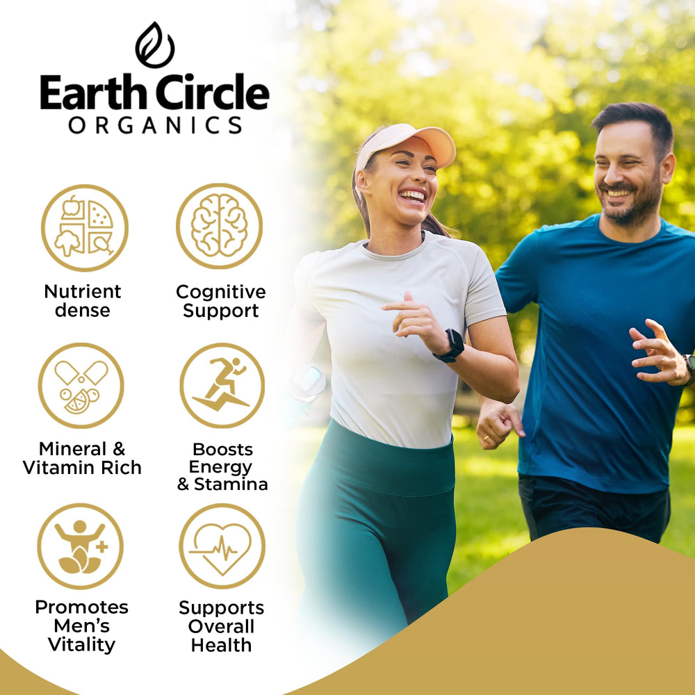 Earth Circle Organics Black Maca Powder poured into a glass for a smoothie.