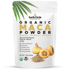 Earth Circle Organics Yellow Maca Powder bottle for natural energy support.