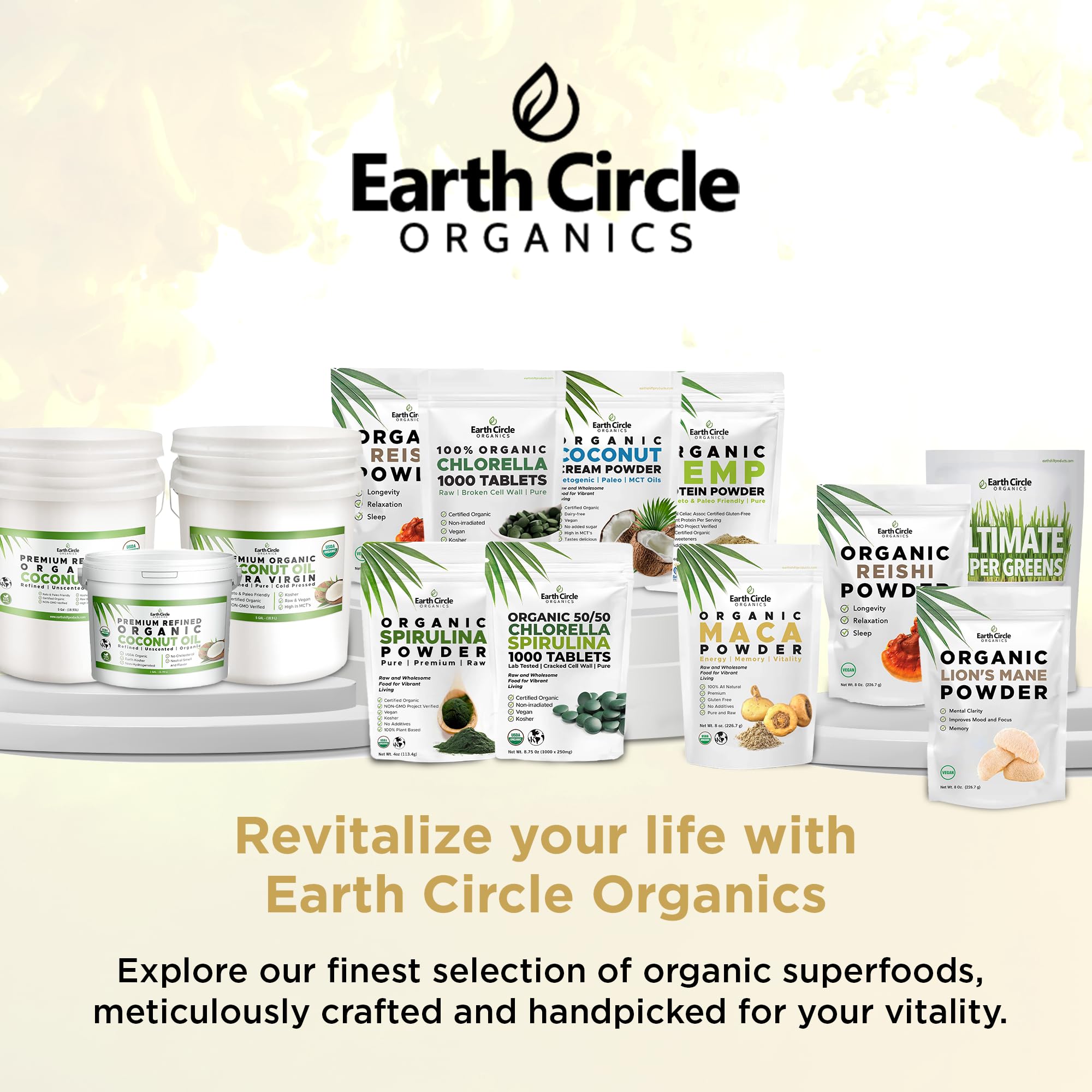 Earth Circle Organics Yellow Maca powder in a vibrant smoothie glass.