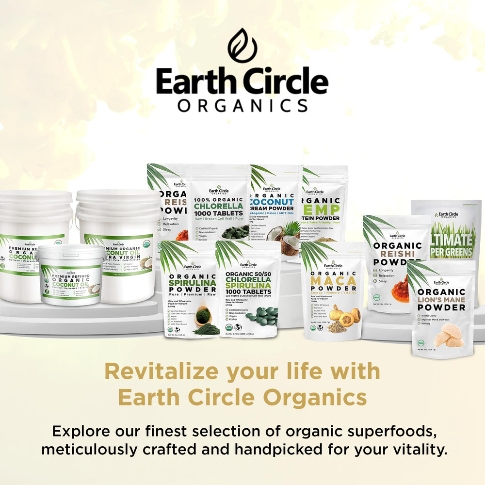Earth Circle Organics Yellow Maca powder in a vibrant smoothie glass.