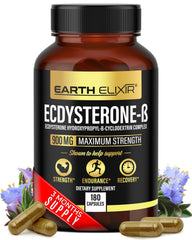 Earth Elixir Ecdysterone bottle front highlights potent 95% beta ecdysterone for strength support