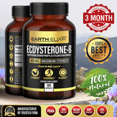 Earth Elixir Ecdysterone bottle pour demonstrates convenient workout-day dosing
