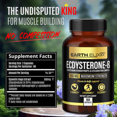 Earth Elixir Ecdysterone capsules closeup emphasizes easy daily dosing