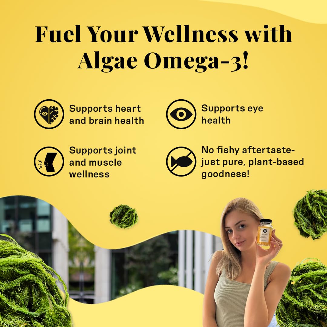 Earth & Elle ingredients card highlights algae oil and vegan DHA benefits.
