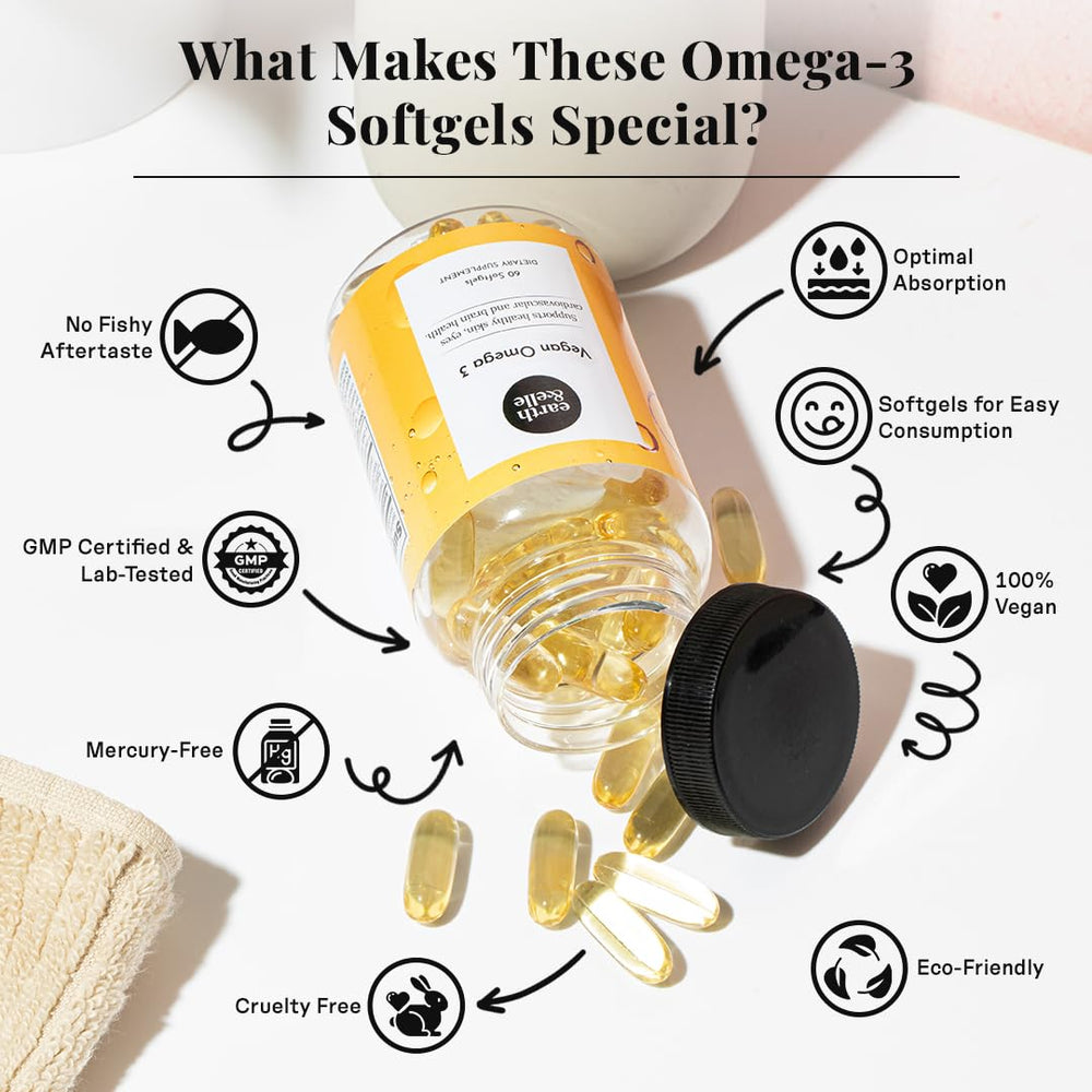 Earth & Elle omega 3 bottle pour shot demonstrates easy daily intake.