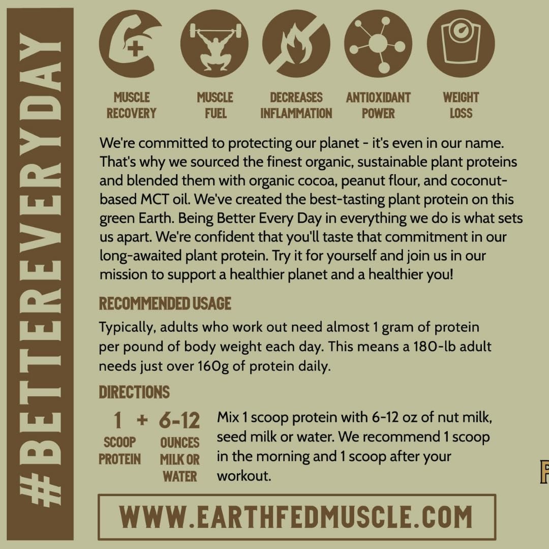 Earth Fed Muscle Common Ground label shows gluten-free and vegan attributes