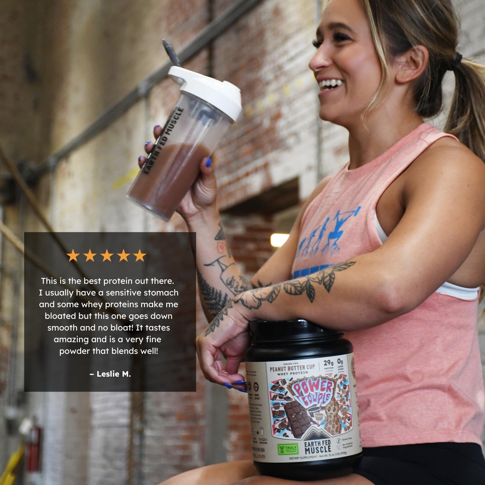 Earth Fed Muscle organic peanut flour detail highlights clean ingredients
