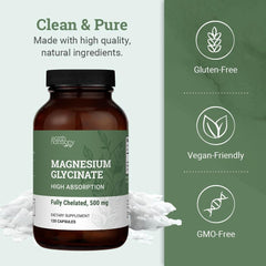 Earth Harmony Naturals ingredient panel highlighting chelated magnesium glycinate