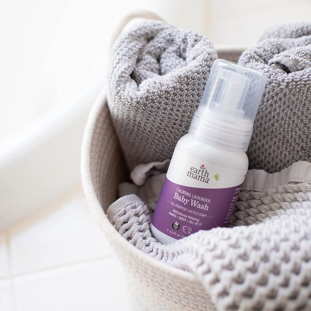 Earth Mama Calming Lavender Baby Wash foaming pump design for easy use