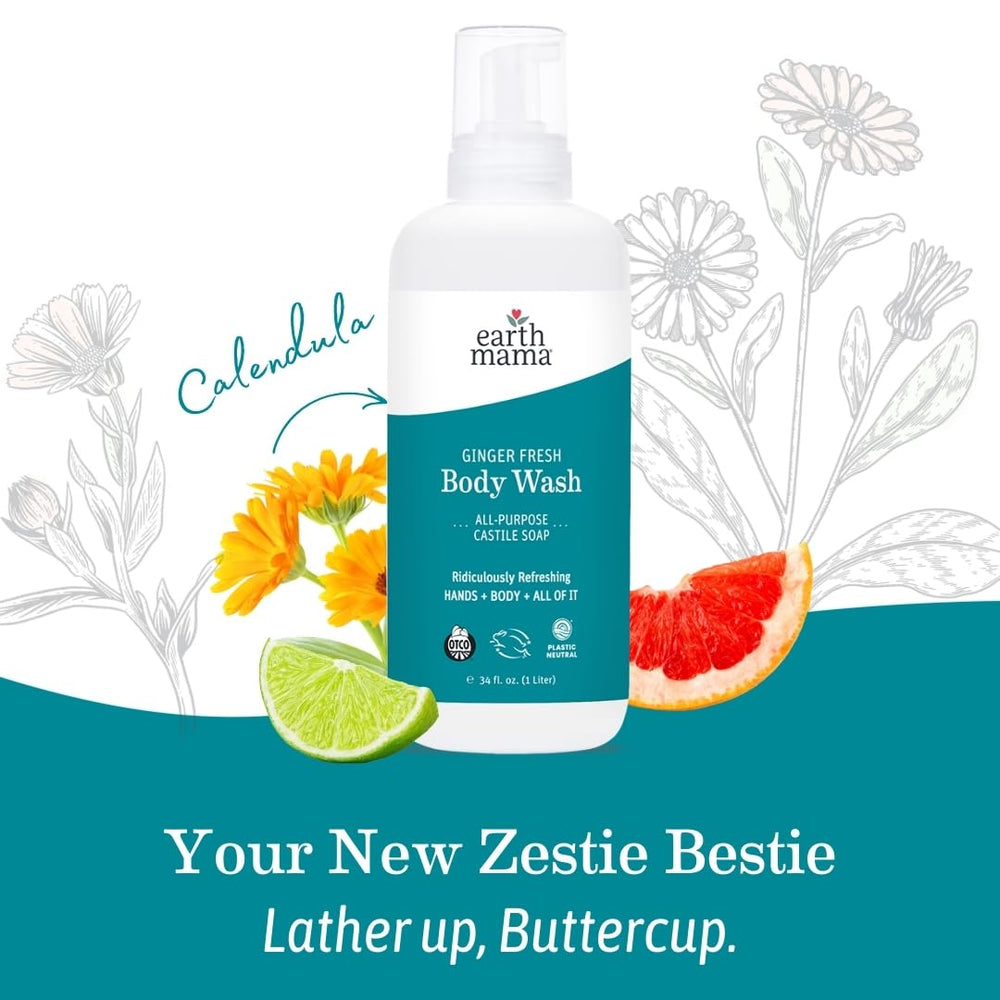 Earth Mama Ginger Fresh bottle on kitchen shelf suggesting versatile cleaning uses