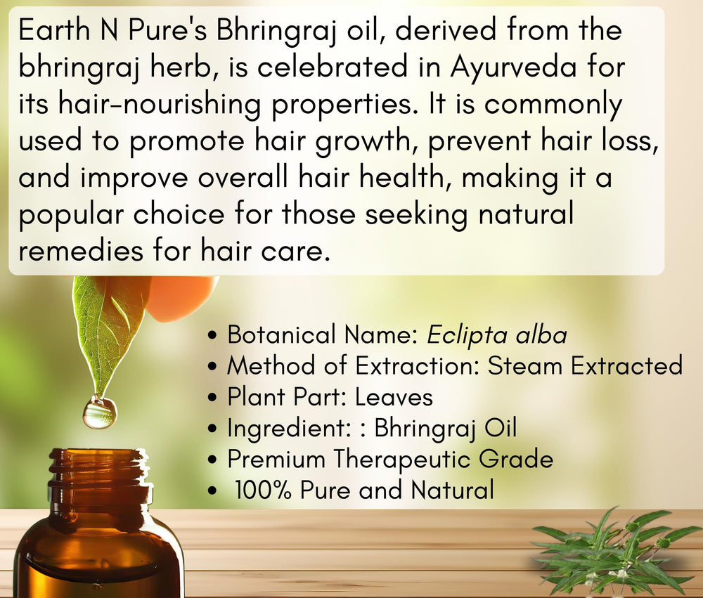 EARTH N PURE Bhringraj oil on hair ends adds natural shine and smoothness.