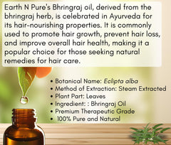 EARTH N PURE Bhringraj oil on hair ends adds natural shine and smoothness.