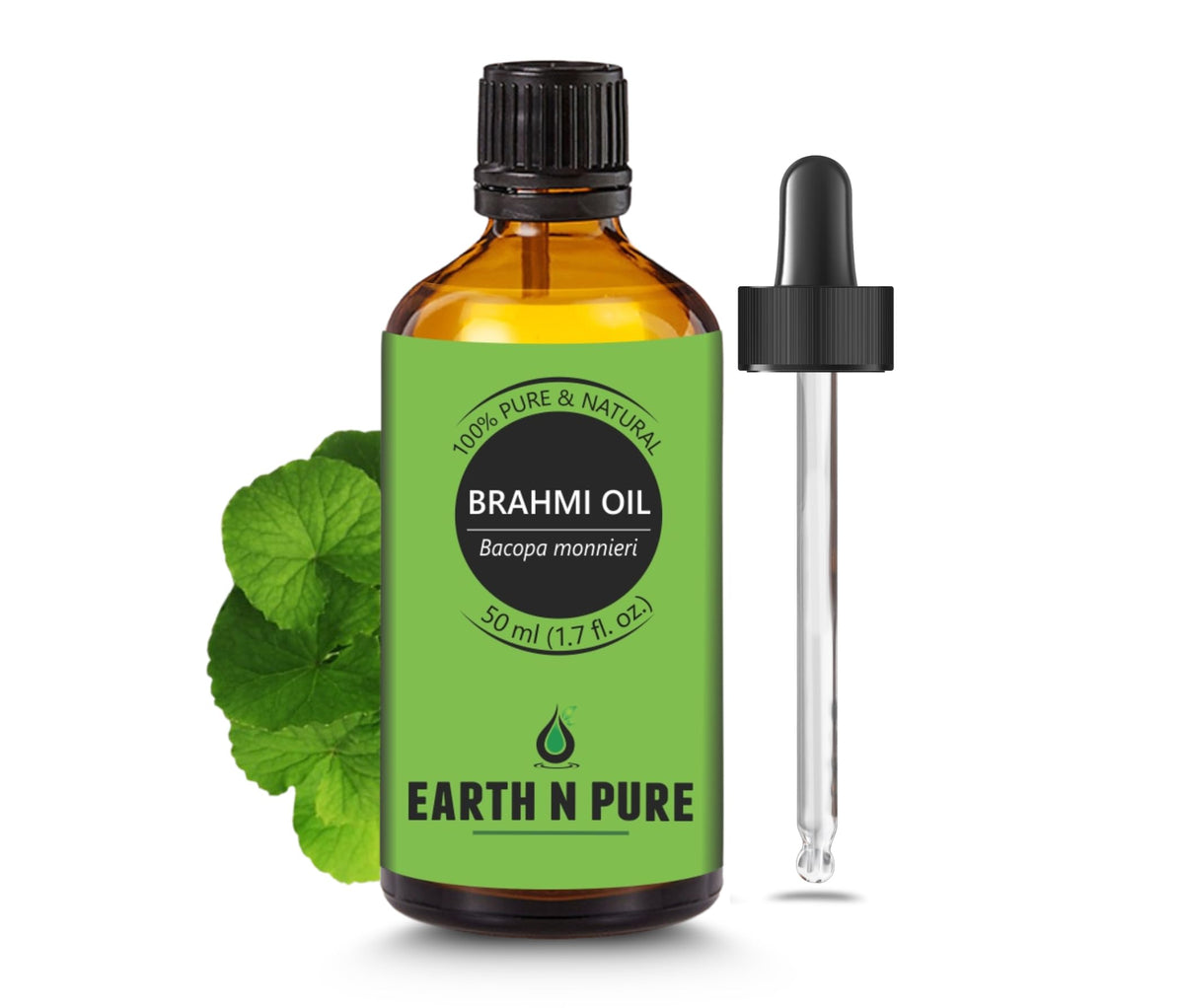 Earth N Pure Brahmi Oil bottle pour for scalp care.