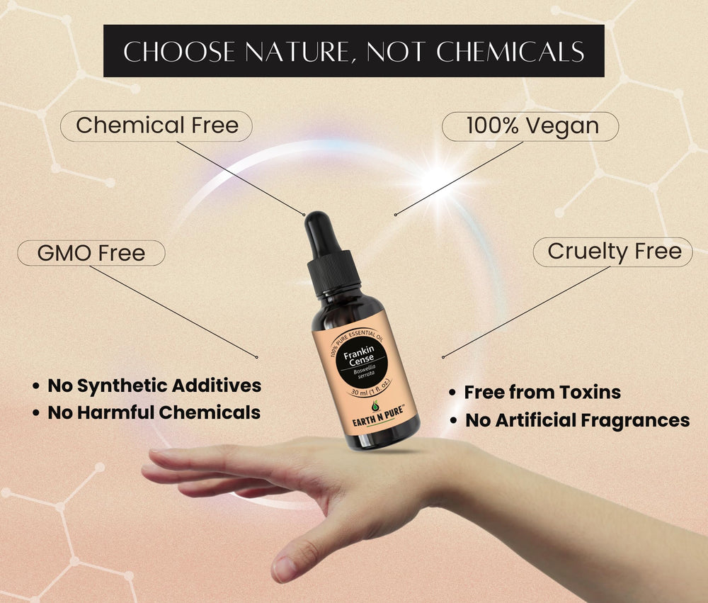 Earth N Pure Frankincense Oil bath drops for a spa-like home experience.