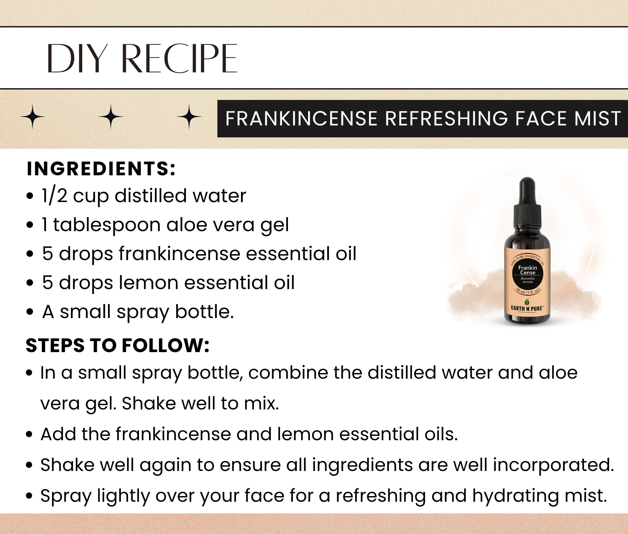 Earth N Pure Frankincense Oil combined with moisturizer for daily skin care.