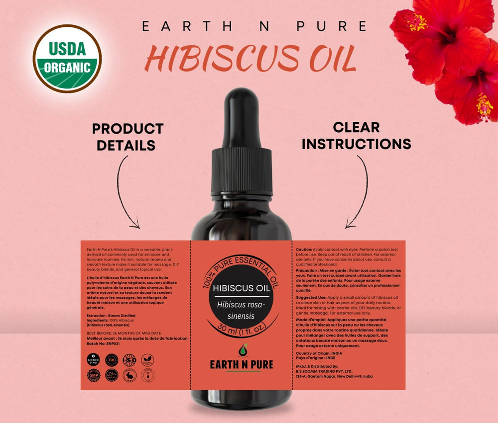 Earth N Pure Hibiscus Oil dropper for precise, easy dosing.