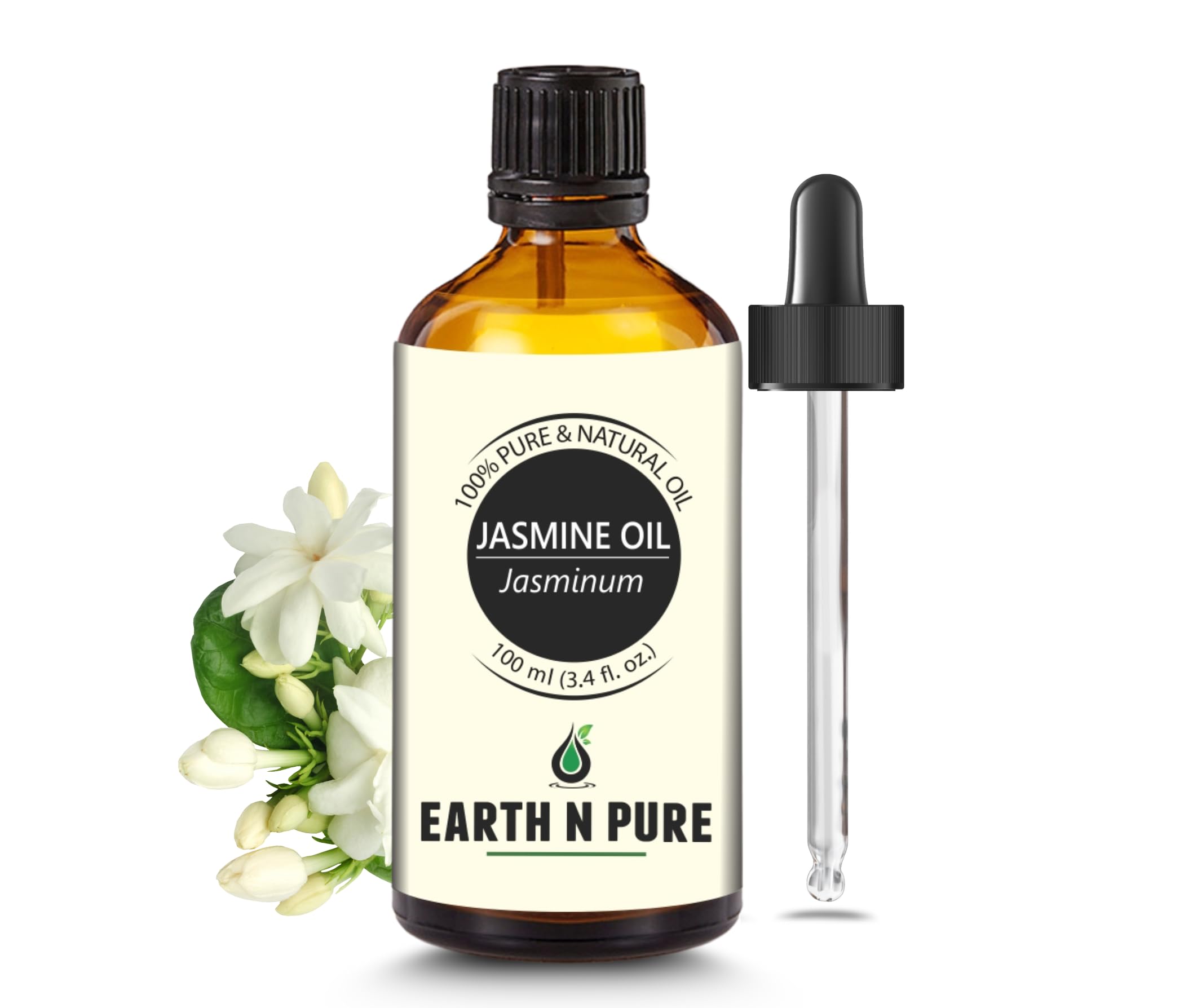 Earth N Pure Jasmine Oil with glass dropper for precise aromatherapy application